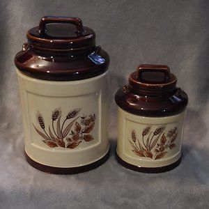 Set of 2 Made in Japan Ceramic Milk Can Canisters